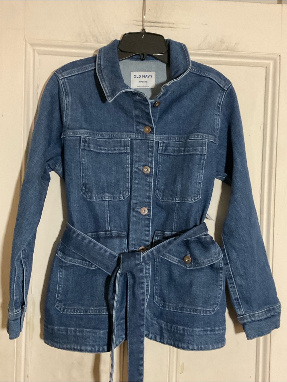 Old Navy Women's Dark Blue Denim Belted Jacket
